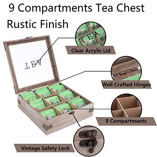 handrong Tea Box Organizer - Rustic Tea Bag Storage,Teas Bag Holder for Coffee Sugar Pods Packets & More – Elegant Tea Storage Solution for Home & Kitchen (Gray) - Image 5