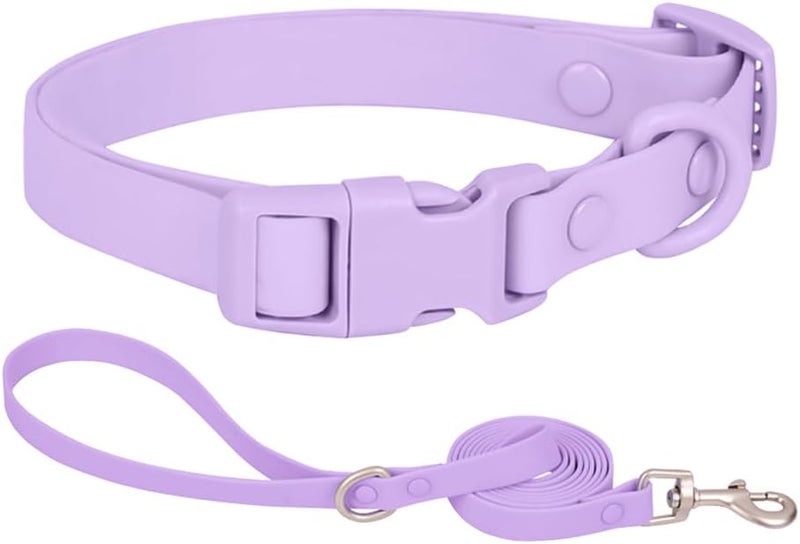 Ovale Waterproof Dog Collar Leash Combo Set, Durable and Easy to Clean, for Medium Dogs.(M, Purple) - Image 1