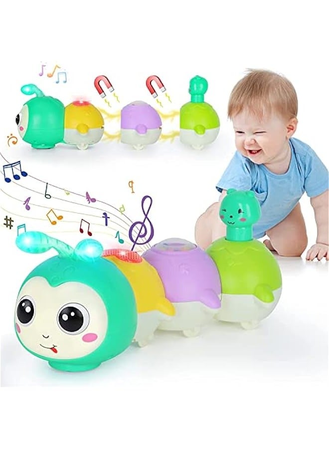 DURKU Crawling Caterpillar Tummy Time Toy with Music and Lights - Sensory Learning Infant Toy for 0-6 Months - Perfect Baby Gift for Boys and Girls - Image 1
