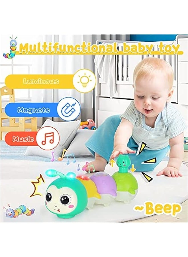 DURKU Crawling Caterpillar Tummy Time Toy with Music and Lights - Sensory Learning Infant Toy for 0-6 Months - Perfect Baby Gift for Boys and Girls - Image 2