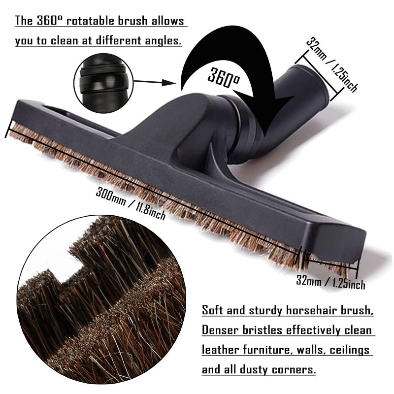 Seovmri 12Pcs Universal Vacuum Attachment Professional Shop Vac Accessories Wet Dry Vacuum Hose Adapter with Hair Brush Extension Wand Flexible Crevice Tool fit 2 1/2" to 1 1/4" and 1 7/8" to 1" Vacuum Hose - Image 4