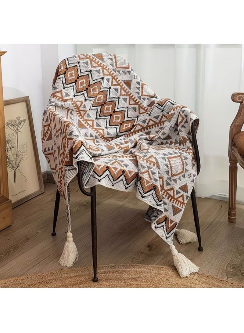 Nakhl Sofa Throw Blanket 130×170 cm with Tassels – Boho Geometric ,Soft Decorative Couch Cover for Living Room, Lightweight Home Blanket - Image 5