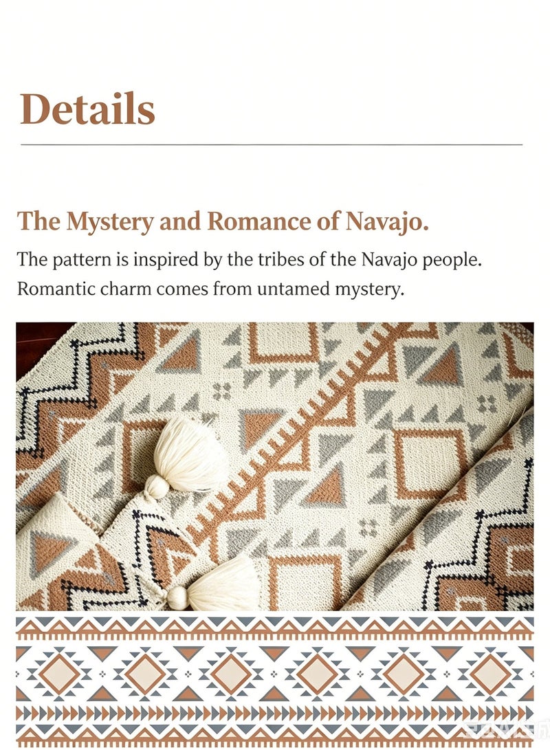Nakhl Sofa Throw Blanket 130×170 cm with Tassels – Boho Geometric ,Soft Decorative Couch Cover for Living Room, Lightweight Home Blanket - Image 3