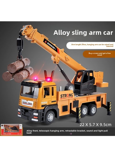 Tianying 1:32 Engineering Crane Model Simulation Alloy Car Front Sound And Light Children Play House Toy Car Model-Color:Alloy Crane (boxed)