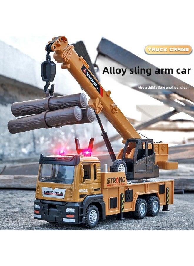 null - Tianying 1:32 Engineering Crane Model Simulation Alloy Car Front Sound And Light Children Play House Toy Car Model-Color:Alloy Crane (boxed) - Image 1