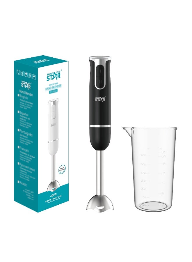 Winning Star Hand Blender – 2-in-1 Mixing & Mashing, Stainless Steel Blades, 2 Speeds, 400W – Black, ST-5553 - Image 2