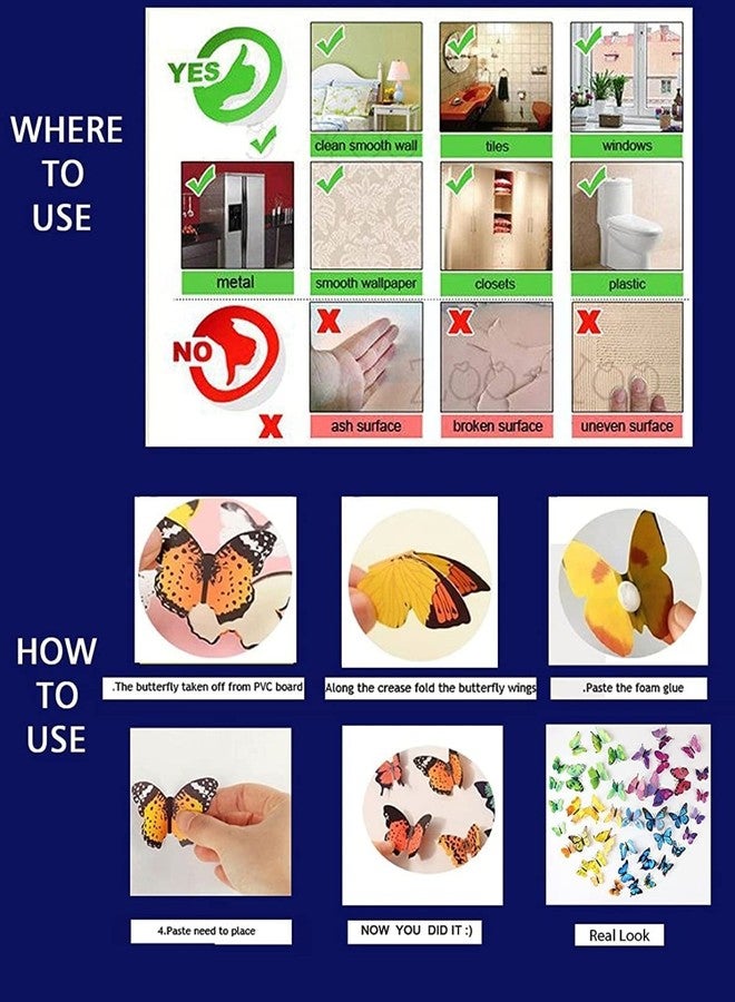 Smart Window ملصقات جدارية ثلاثية الأبعاد متعددة الألوان على شكل فراشات من الفينيل ذاتية اللصق لتزيين المنزل، من SMART WINDOW، 19 قطعة (21 سم × 29.7 سم) - Image 5