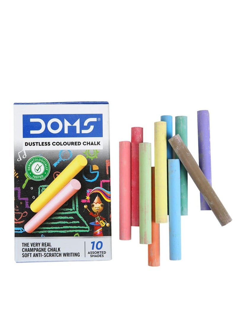 DOMS طباشير ملونة خالية من الغبار من دومز (عبوة من 10 قطع) - Image 1