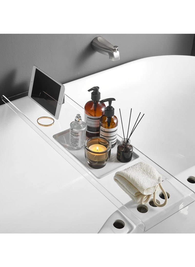 Generic Clear Bathtub Tray Caddy, Bath Tub Rack Shelf, Luxury Bathroom Organizer Tablet Holder, Acrylic  - Image 1