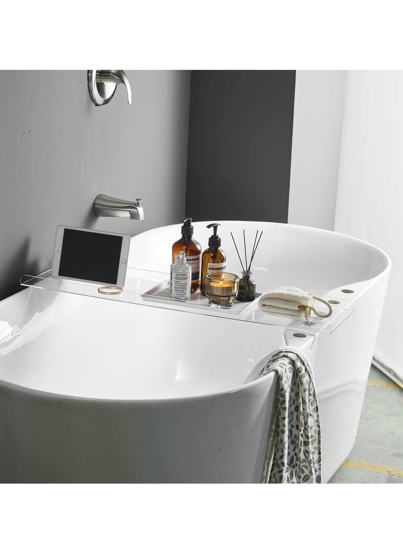 Generic Clear Bathtub Tray Caddy, Bath Tub Rack Shelf, Luxury Bathroom Organizer Tablet Holder, Acrylic  - Image 5