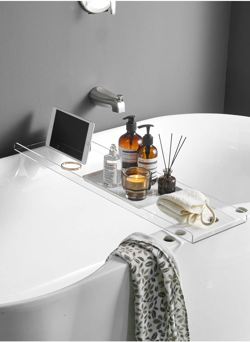 Generic Clear Bathtub Tray Caddy, Bath Tub Rack Shelf, Luxury Bathroom Organizer Tablet Holder, Acrylic  - Image 2
