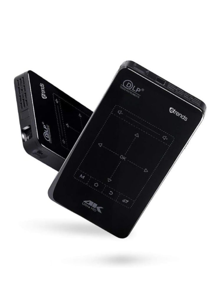 جهاز عرض D7 مصغر من اي تريندز بتقنية المعالجة الديجيتال للضوء DLP ذاكرة رام 2 جيجابايت روم 16 4K مع واي فاي مدمج وبلوتوث - اسود 854 x 480 - Image 1