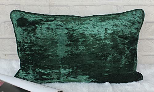 Dekor World 2 Piece Regular Cotton Velvet Collection Pillow Cover (Dark Green, 12x20 inches or 30x50 cm)-for Living Room and Bedroom - Image 3