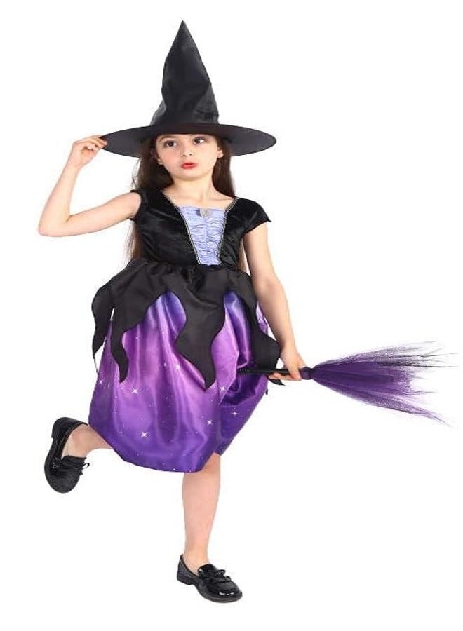 Brain Giggles Witch Costume Purple Costume for Girls Witch Dress with Hat Cosplay Outfit for Kids Themed Party X-Large - Image 1