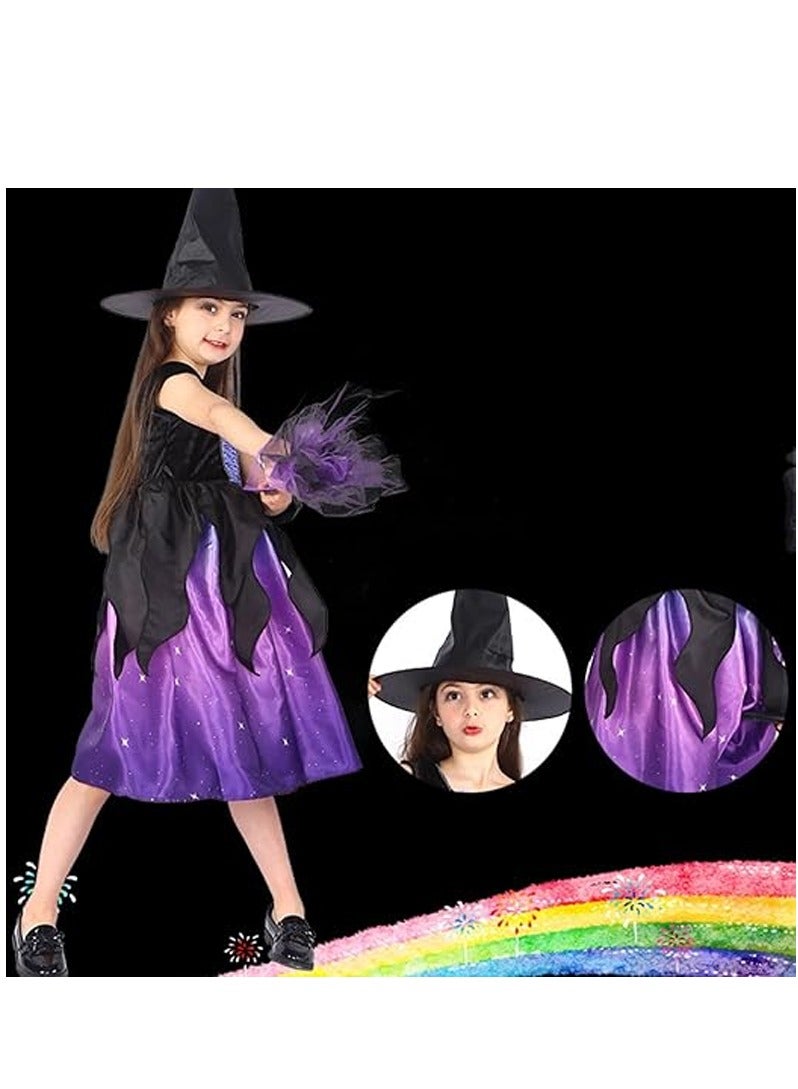 Brain Giggles Witch Costume Purple Costume for Girls Witch Dress with Hat Cosplay Outfit for Kids Themed Party X-Large - Image 3