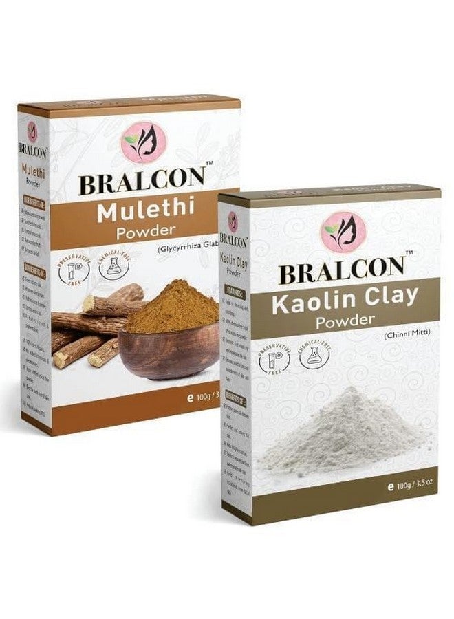 BRALCON براكالكون موليتي، مجموعة طين الكاولين | عرقسوس | للوجه والبشرة، نمو الشعر | مسحوق شيني ميتتي | عبوة من 2 | 200 جرام - Image 1