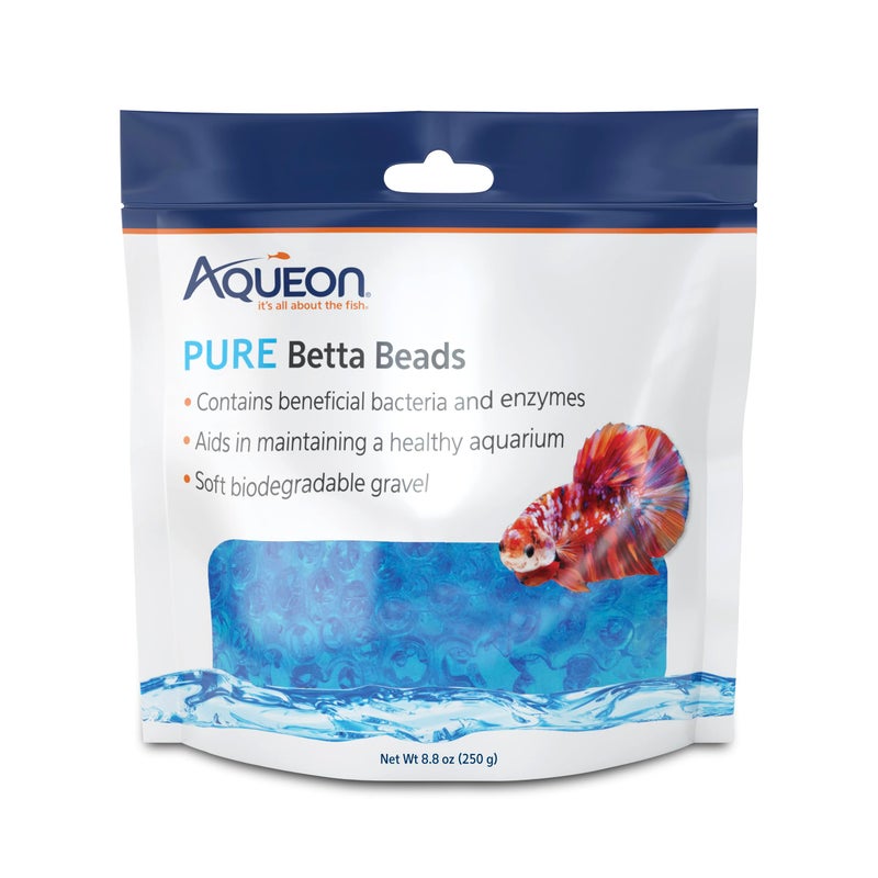 Aqueon PURE Betta Beads, Water Care for Unfiltered Aquariums, Maintains Clear Water and Helps Breakdown Organic Sludge, Blue - Image 1