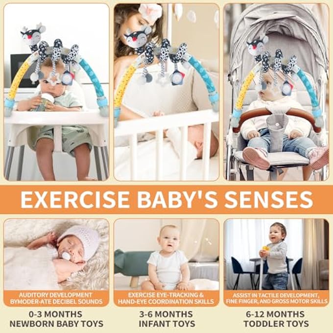 SPIRAL BABY PRAM TOY CRIB HANGING TOY FOX BLACK AND WHITE PATTERN (CT01) - Image 3