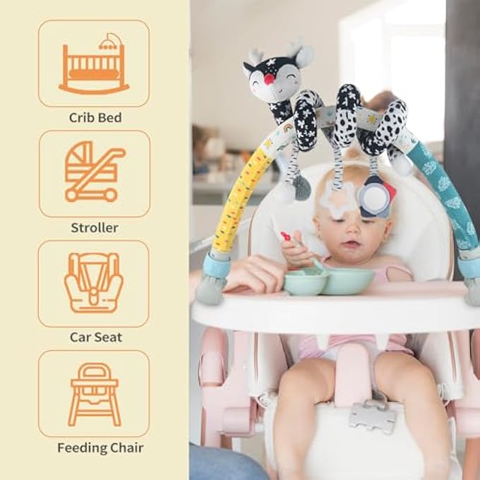 SPIRAL BABY PRAM TOY CRIB HANGING TOY FOX BLACK AND WHITE PATTERN (CT01) - Image 4