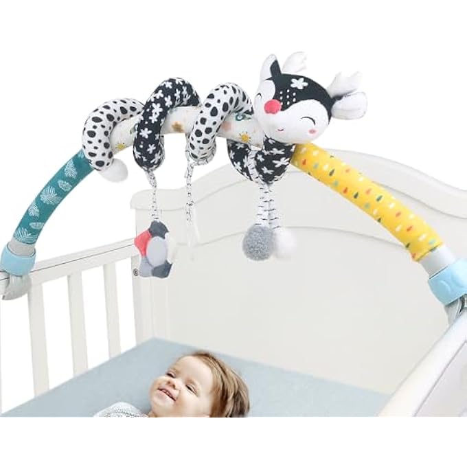 SPIRAL BABY PRAM TOY CRIB HANGING TOY FOX BLACK AND WHITE PATTERN (CT01) - Image 5