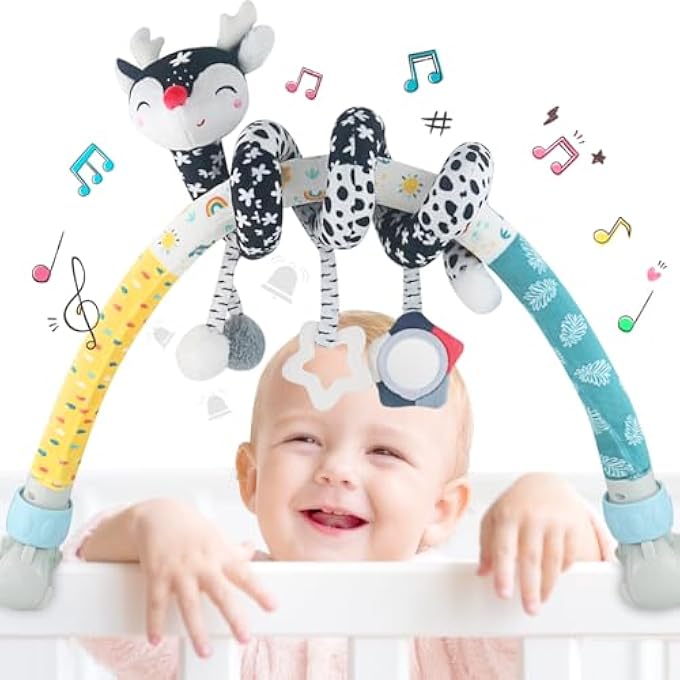 SPIRAL BABY PRAM TOY CRIB HANGING TOY FOX BLACK AND WHITE PATTERN (CT01) - Image 2