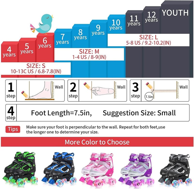 MammyGol Adjustable Roller Skates for Kids with Light Up Wheels - Blue - Image 5