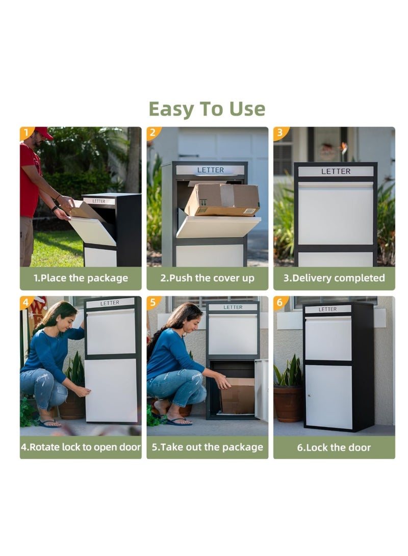 Package Delivery Boxes for Outside, Extra Large Capacity Modern Mailbox, Outdoor Freestanding Porch Box for Packages, Parcel Drop Box for Deliveries with Lockable Secure Storage Compartment  - Image 2