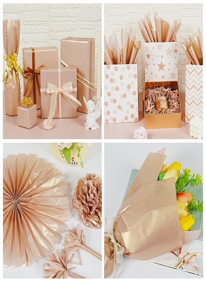 RUIFUN Metallic Rose Gold Tissue Paper, 60 Sheets Shiny Rose Gold Tissue Paper Sheets for Gift Bags Crafts Wrapping Gifts Packaging, Tissue Paper Bulk for Girls Women Birthday Wedding Baby Shower Party - Image 5