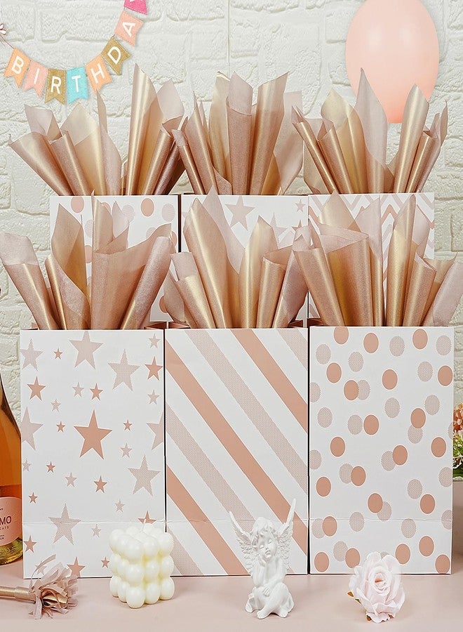 RUIFUN Metallic Rose Gold Tissue Paper, 60 Sheets Shiny Rose Gold Tissue Paper Sheets for Gift Bags Crafts Wrapping Gifts Packaging, Tissue Paper Bulk for Girls Women Birthday Wedding Baby Shower Party - Image 2
