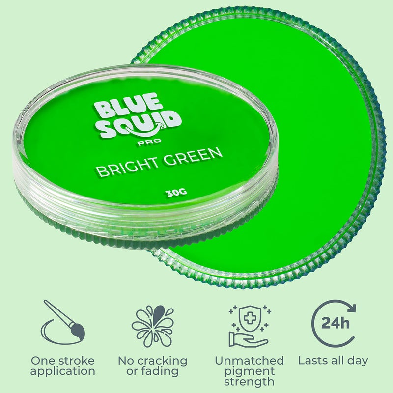Blue Squid PRO Face Paint - Professional Water Based Single Cake Facepaint & Body Paints - SFX Makeup, Kids Adults Face Painting for Costume, Halloween, Cosplay - Classic Bright Green 30g / 1oz - Image 3