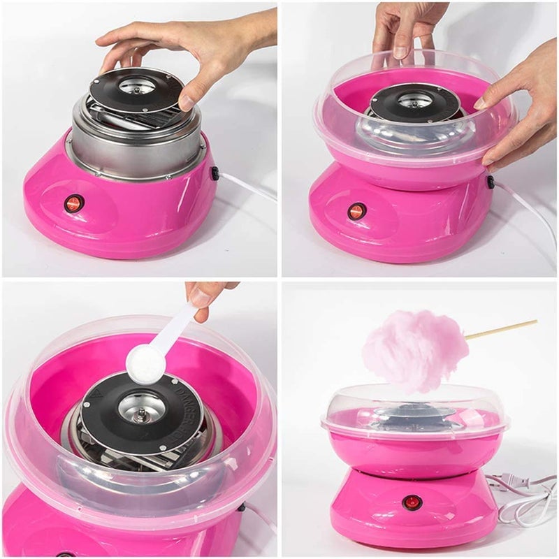 SANGOZ SANGOZS Cotton Candy Maker Machine Electric Sugar Floss Homemade Hard Sugar Free Candy with Detachable Splash Guard Sugar Spoon 10 Bamboo Sticks for Kids Carnival PartyPack of 1  - Image 2