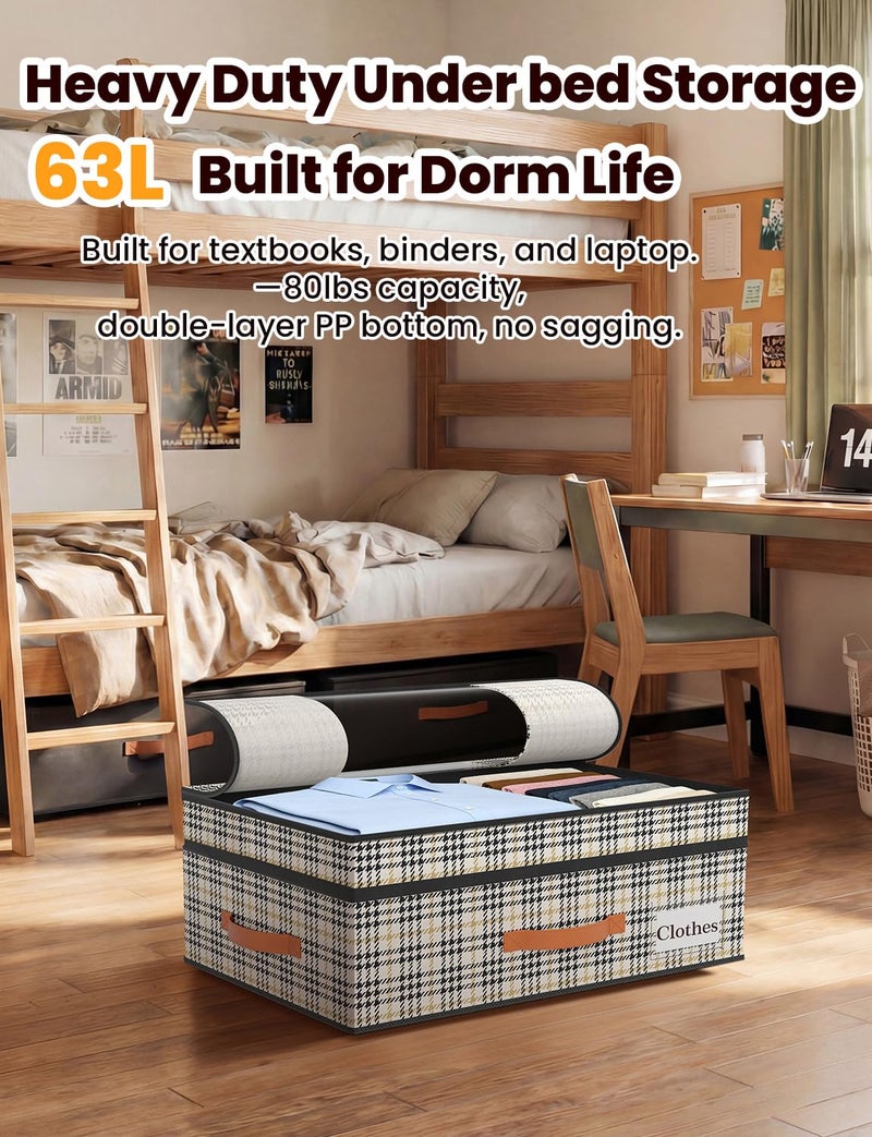 TOSKING 2-Pack Under Bed Storage Drawers with Wheels, 6 Vacuum Bags, Adjustable Height 7.9-10.2", 63L/80 lbs Clear Lid Rolling Bin, 900D Oxford, Space Saver for Dorm Bedroom Clothes Shoes, Houndstooth - Image 3