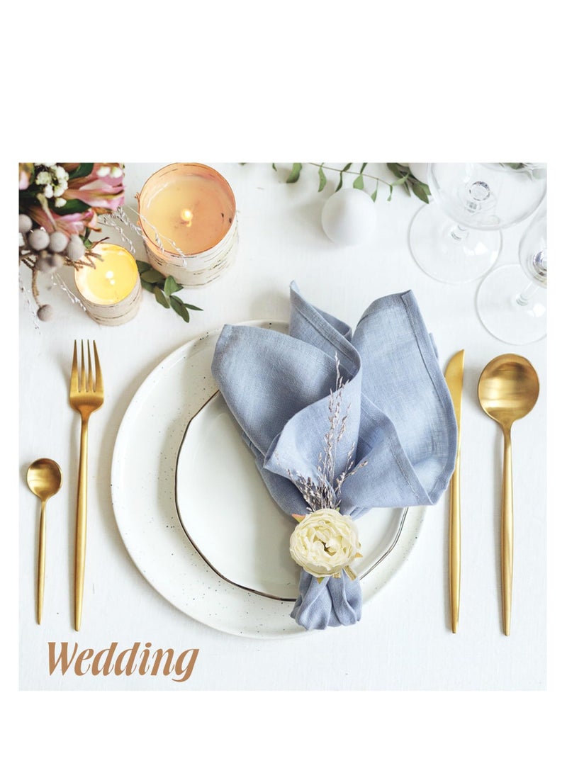 Napkin Rings, Set of 6 White Flower Napkin Holders Dinner Tables Rings, Made of Fabric Flowers and Hemp Rope Construction for Wedding, Party, Christmas, Holiday, Thanksgiving, Cream White Rose - Image 5