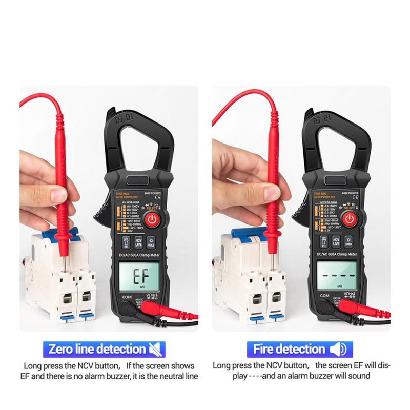 PRETYZOOM Digital Clamp Meter 600a Ac/dc Voltage Tester Current Detector Non-Contact Dc Current Measurement Tool for Electrical Testing - Image 4