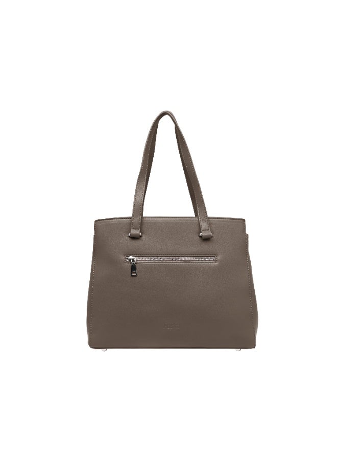 فوسكا حقيبة يد كبيرة منقوشة للنساء من Foska - رمادية مع نمط منسوج - 33x27 سم - Image 5