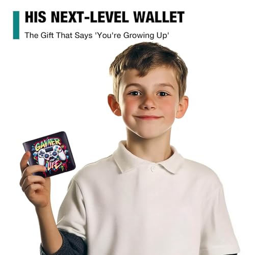 Amutta Kids Wallet for Boys, Cool Teen Boys Wallet for Kids Ages 4-5-6-7-8-9-10-11-12-13-14-15-16, Leather Wallet for Teen Boy, Gamer Gaming Video Game Teenage Teenager Youth Gifts Christmas Birthday - Image 2