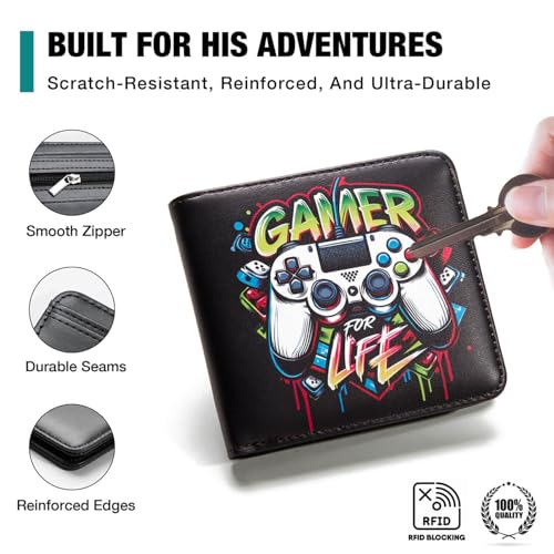 Amutta Kids Wallet for Boys, Cool Teen Boys Wallet for Kids Ages 4-5-6-7-8-9-10-11-12-13-14-15-16, Leather Wallet for Teen Boy, Gamer Gaming Video Game Teenage Teenager Youth Gifts Christmas Birthday - Image 5