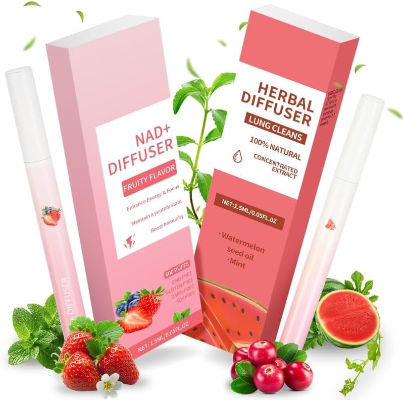 YOOJ® 2 Pcs Herbal Diffuser Pen, Strawberry Mint Extract Herbal Aromatherapy Stick for Fresh Breath, Contains Refreshing Scent Natural Herbs, Use Anytime, Anywhere - Image 1