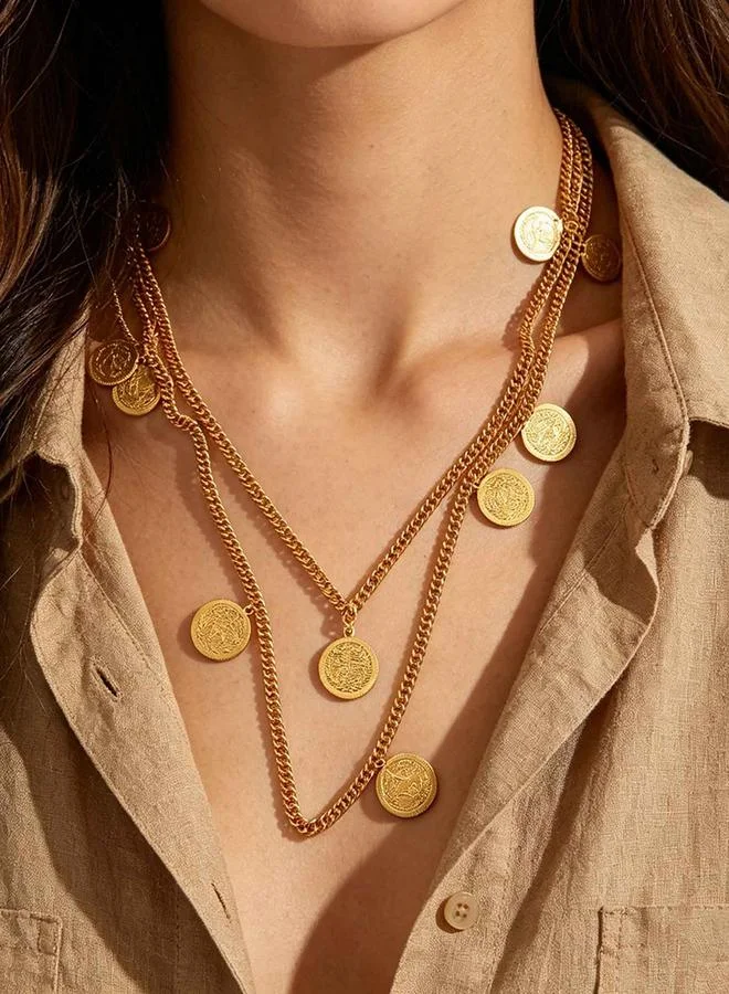 Take Two Coin Charm Layered Necklace