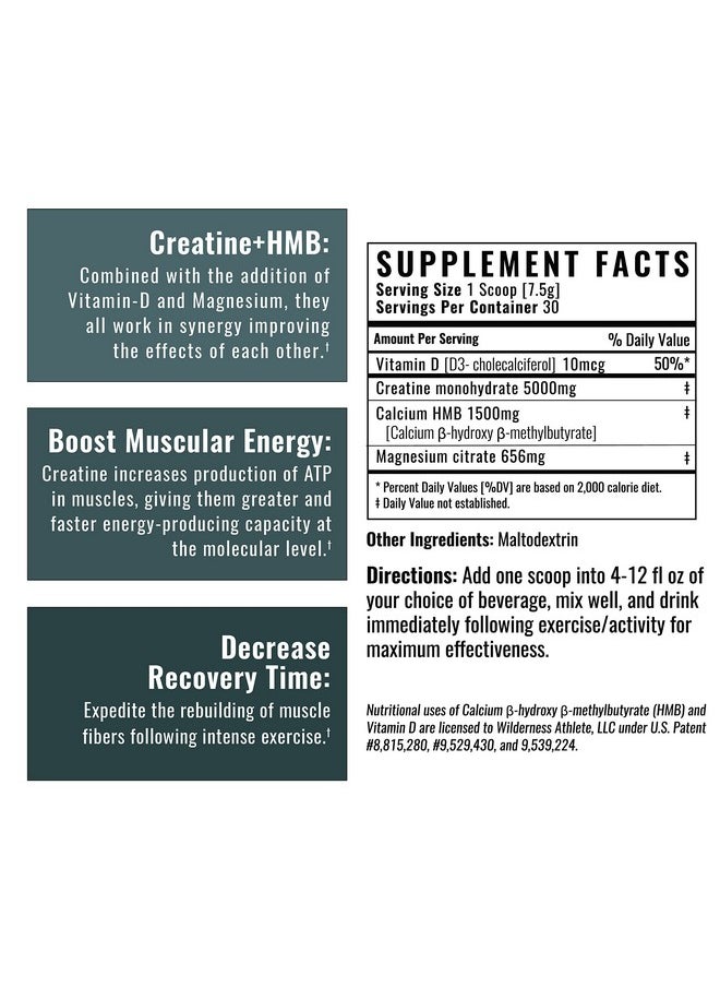 Wilderness Athlete - Creatine Hmb Micronized Creatine Monohydrate Powder Hmb And Vitamin D3 Supplement Creatine Powder Butyrate Supplement Best Rated Creatine For Women & Men - Image 1