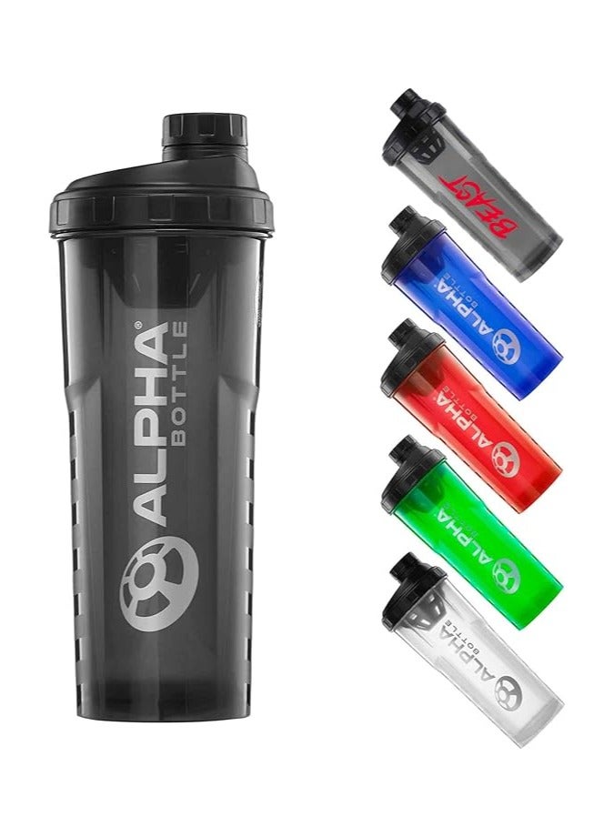 Generic Protein Shaker Bottle | 1000ml Gym Cup | for Protein Powder Shakes & Sports Supplements | Pre Workout Mixer | BPA Free | 1L | black - Image 1