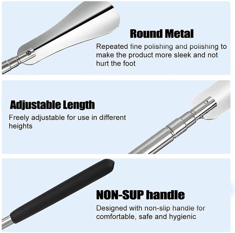 UNIQUE CART Shoe Horn Long Handle for Seniors,14"-37" Adjustable Shoehorns for Men and Women (Black_White) - Image 3