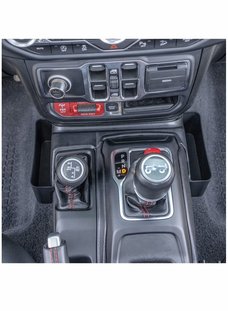 Center Console Organizer Gear Tray for Jeep Wrangler JL/JLU 2018 2019 2020 2021 Gear Shift Storage Box Accessories Interior Accessories (Matte Black) - Image 2