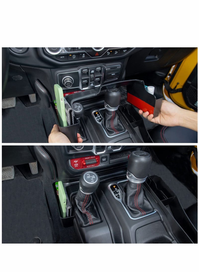 Center Console Organizer Gear Tray for Jeep Wrangler JL/JLU 2018 2019 2020 2021 Gear Shift Storage Box Accessories Interior Accessories (Matte Black) - Image 3