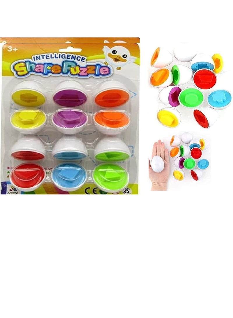 6 أزواج من لعبة مطابقة الأشكال الهندسية على شكل كبسولة بيض ذكية - Image 1