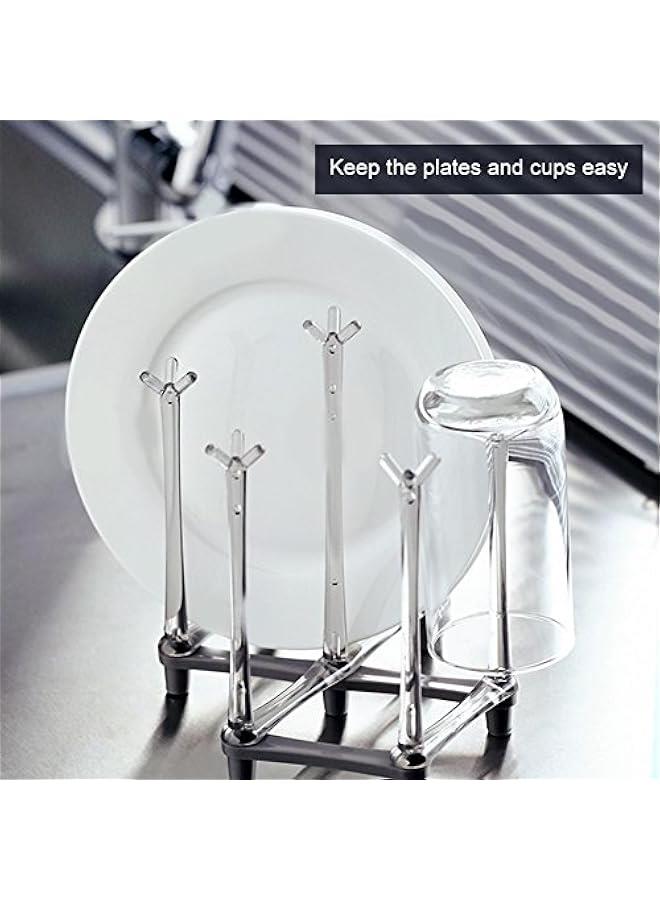 Arabest Retractable Cup Drying Rack, Drinking Glass and Sports Bottle Drainer Stand, Plastic Bag Dryer with Non-Slip Bottom for Kitchen Countertop  - Image 4