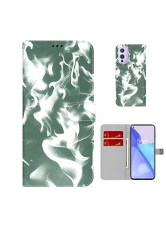 HuHa Case Cover For For OnePlus 9 Cloud Fog Pattern Horizontal Flip Leather Case with Holder & Card Slot & Wallet(Dark Green) 