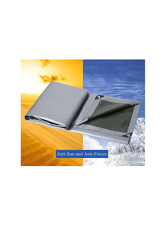 The Bros Large Tarpaulin Waterproof Heavy Duty,Heavy Duty Tarp Tarpaulin Reinforced Eyelets Thick 160g/m² For Covering, Protecting Or Concealing,Silver,4m x 4m  - Image 4