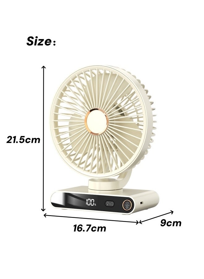 Table Fan,5  Speeds Table Fan,Air Circulator Fan With LED Digital Display,USB Rechargeable Fan,Portable Desktop Table Fan,Adjustable Tilt,With Lighting,For Bedroom, Home And Office(White)  - Image 2