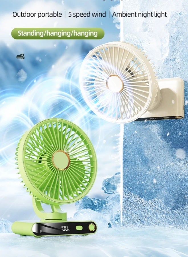 Table Fan,5  Speeds Table Fan,Air Circulator Fan With LED Digital Display,USB Rechargeable Fan,Portable Desktop Table Fan,Adjustable Tilt,With Lighting,For Bedroom, Home And Office(White)  - Image 3